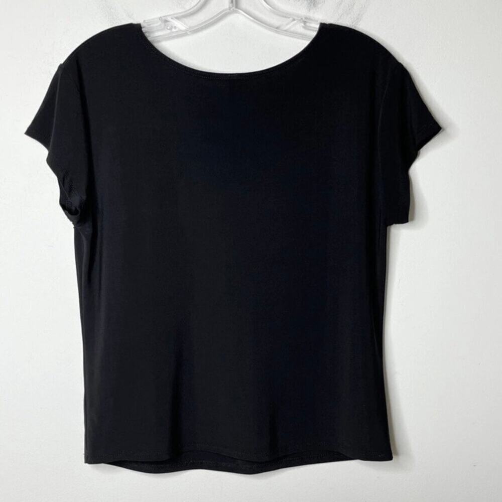 Bleeker & McDougal Women's Beaded Top Size PL Black Short Sleeve Stretch Blouse - Picture 4 of 6